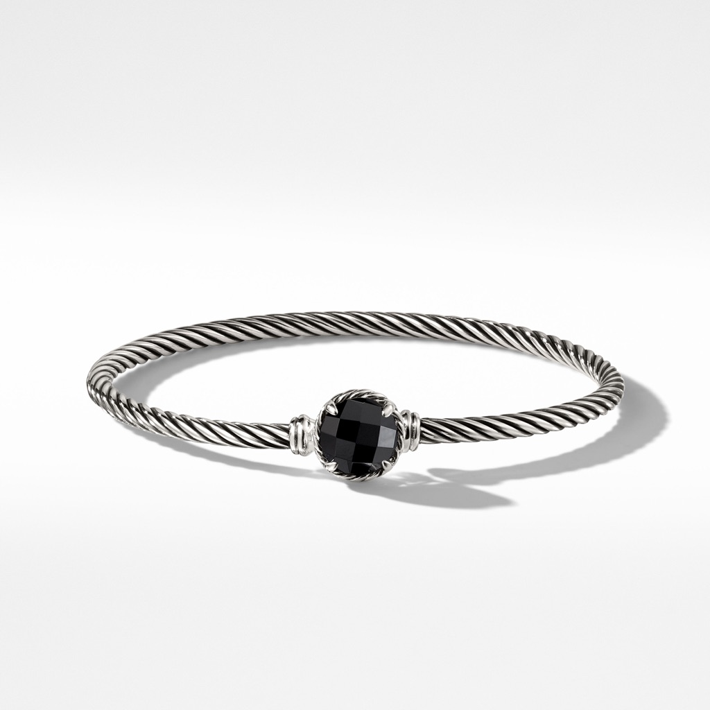 Petite Chatelaine Bracelet In Sterling Silver With Black Onyx Women's And Men's